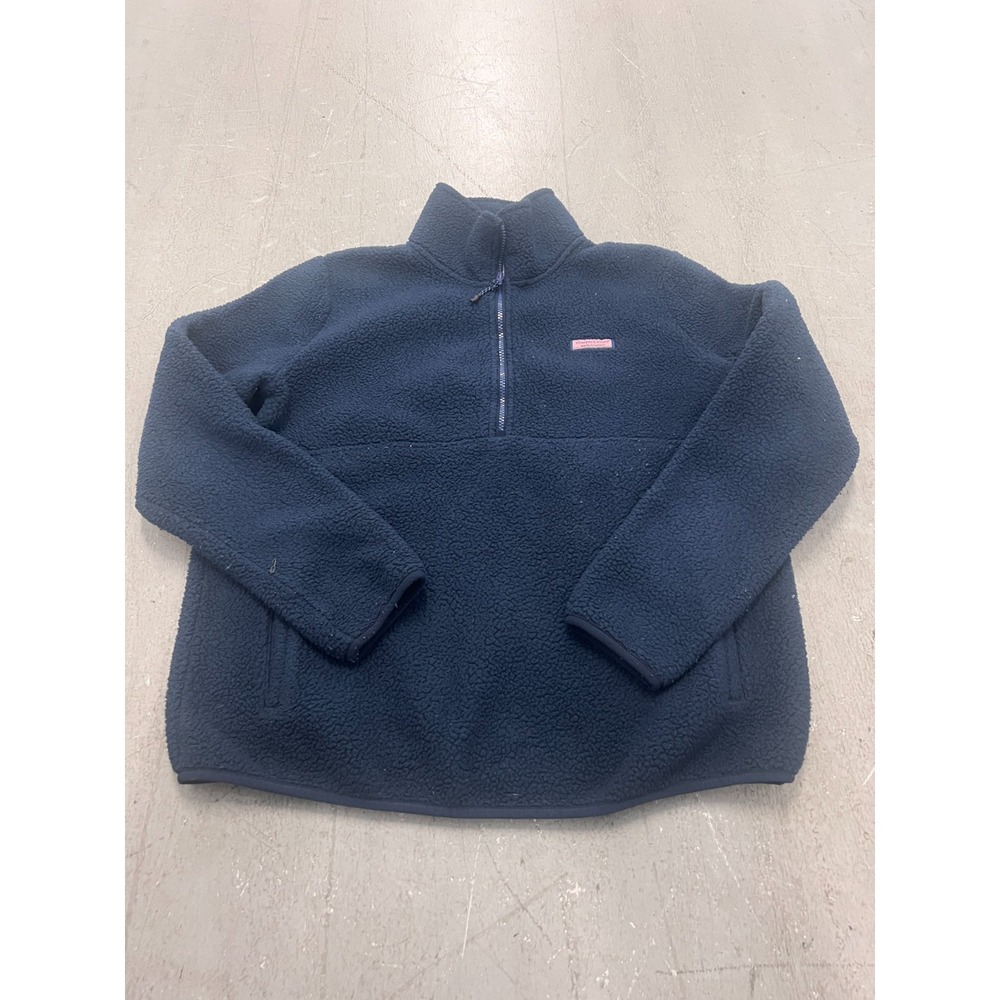 Vineyard Vines‎ Sweatshirt Womens Large Navy Sherpa Fleece 1/2 Zip Classic Cozy